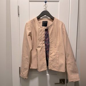 Therapy faux leather pink moto jacket